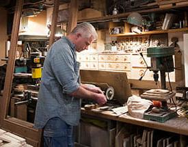 Male in woodworking shop